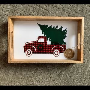 NWT Aspen Home Christmas Tree Wood Serving Tray